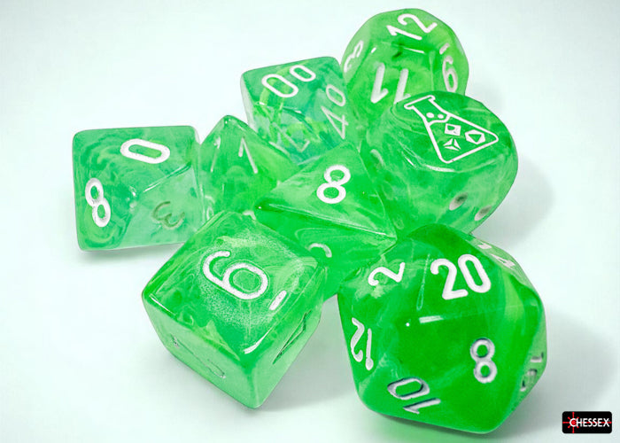 Chessex: Lab Dice - Nebula/Gelatinous with White - 7-Dice Set (CHX30074)