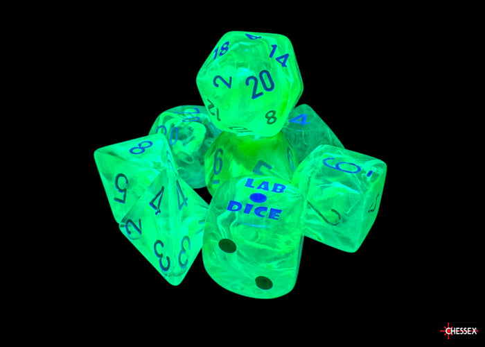 Chessex: Lab Dice - Nebula/Gelatinous with White - 7-Dice Set (CHX30074)