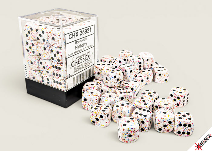Chessex 12mm d6 Dice Set: Speckled - Birthday - CHX 25921 (36)