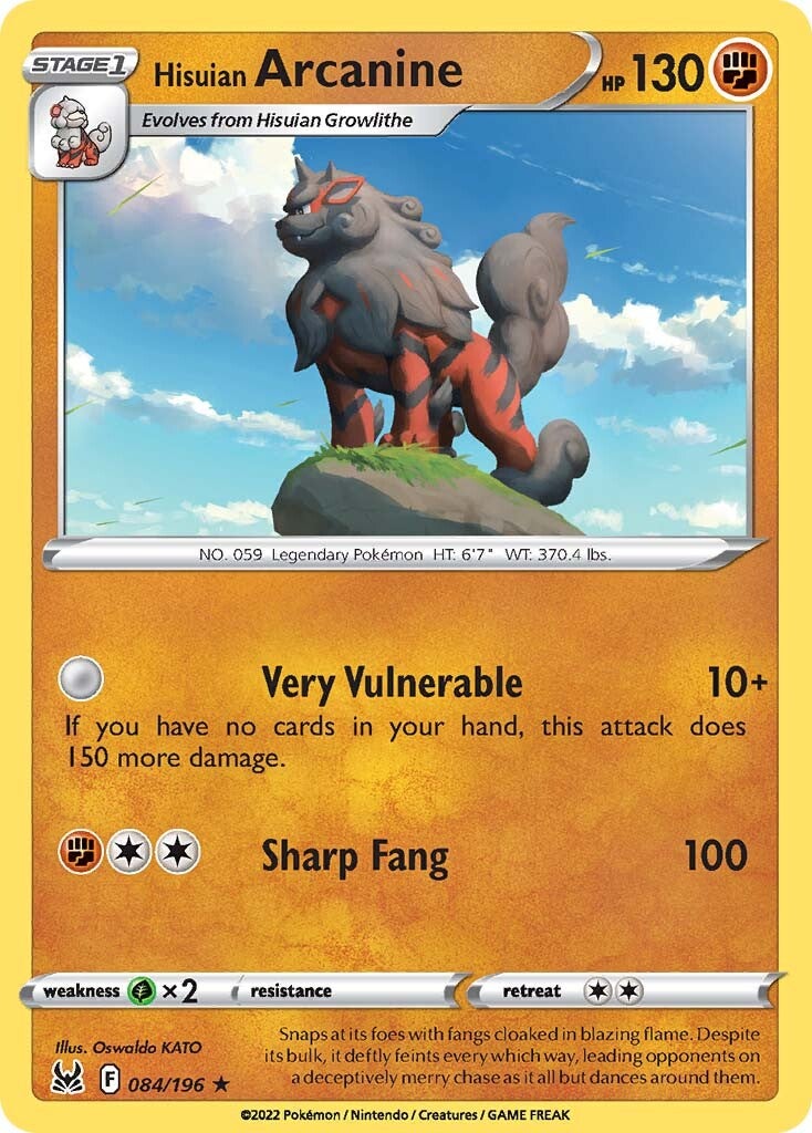 Hisuian Arcanine (084/196) (Sword & Shield: Lost Origin) [Theme Deck Exclusive]