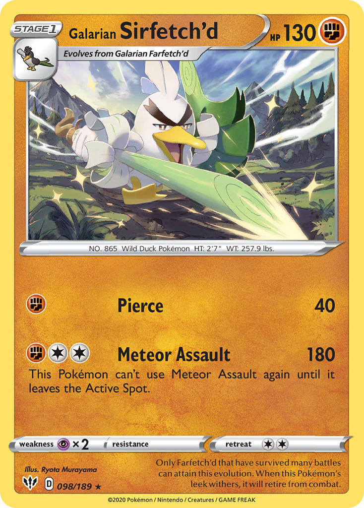 Galarian Sirfetch'd (098/189) (Cracked Ice holo) (Sword & Shield: Darkness Ablaze) [Theme Deck Exclusive]