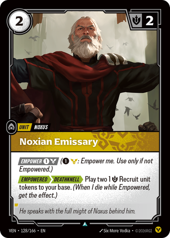 front of card Noxian Emissary [Vendetta] 128/166