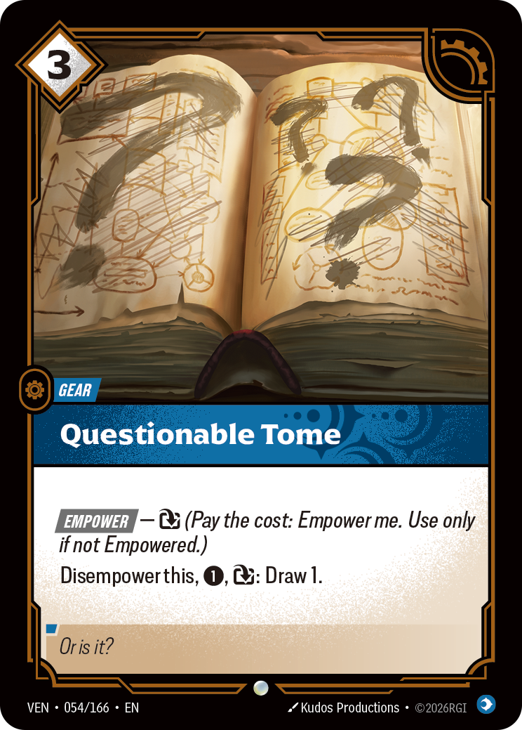 front of card Questionable Tome [Vendetta] 054/166