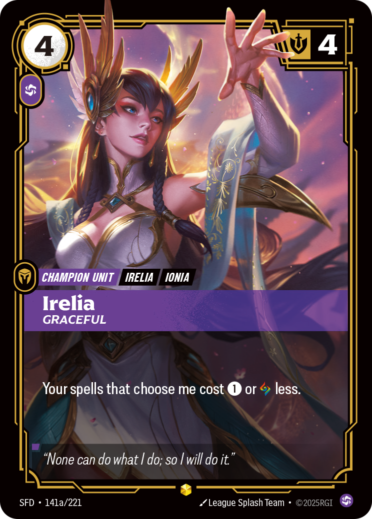 front of card Irelia, Graceful (Alternate Art) [Spiritforged] 141a/221