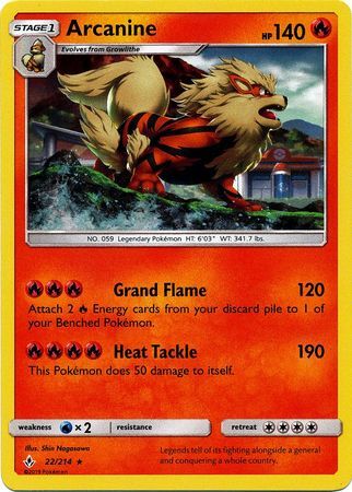Arcanine (22/214) (Cosmos Holo) (Sun & Moon: Unbroken Bonds) [Theme Deck Exclusive]