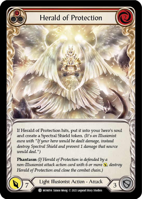 Herald of Protection (Red) [MON014-RF] (Monarch) 1st Edition Rainbow Foil