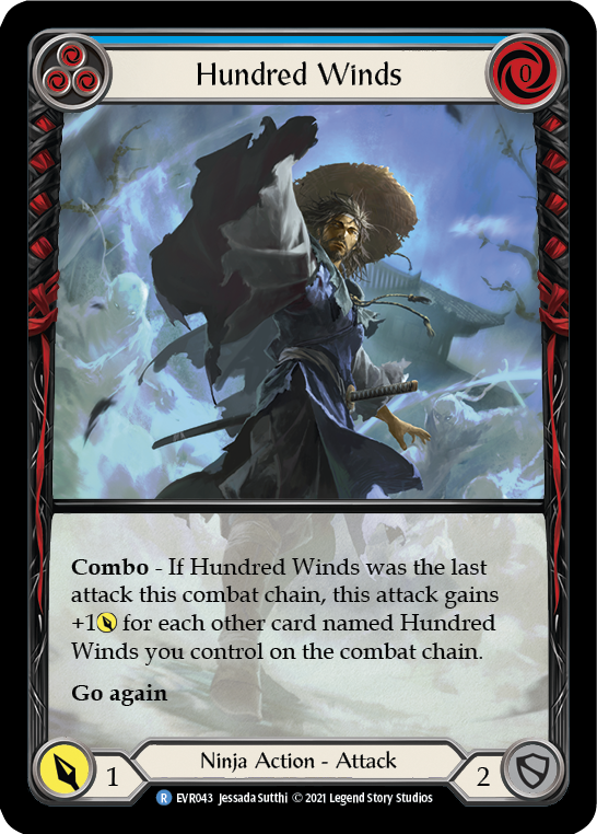 Hundred Winds (Blue) [EVR043] (Everfest) 1st Edition Extended Art Rainbow Foil
