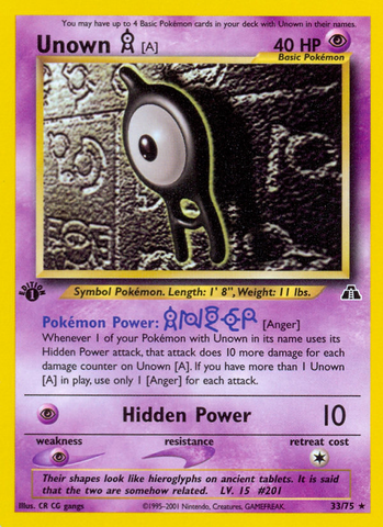 Unown (A) (33/75) [Neo Discovery 1st Edition]