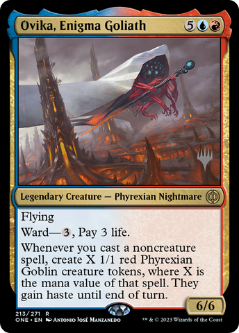 Ovika, Enigma Goliath (Promo Pack) [Phyrexia: All Will Be One Promo Pack]
