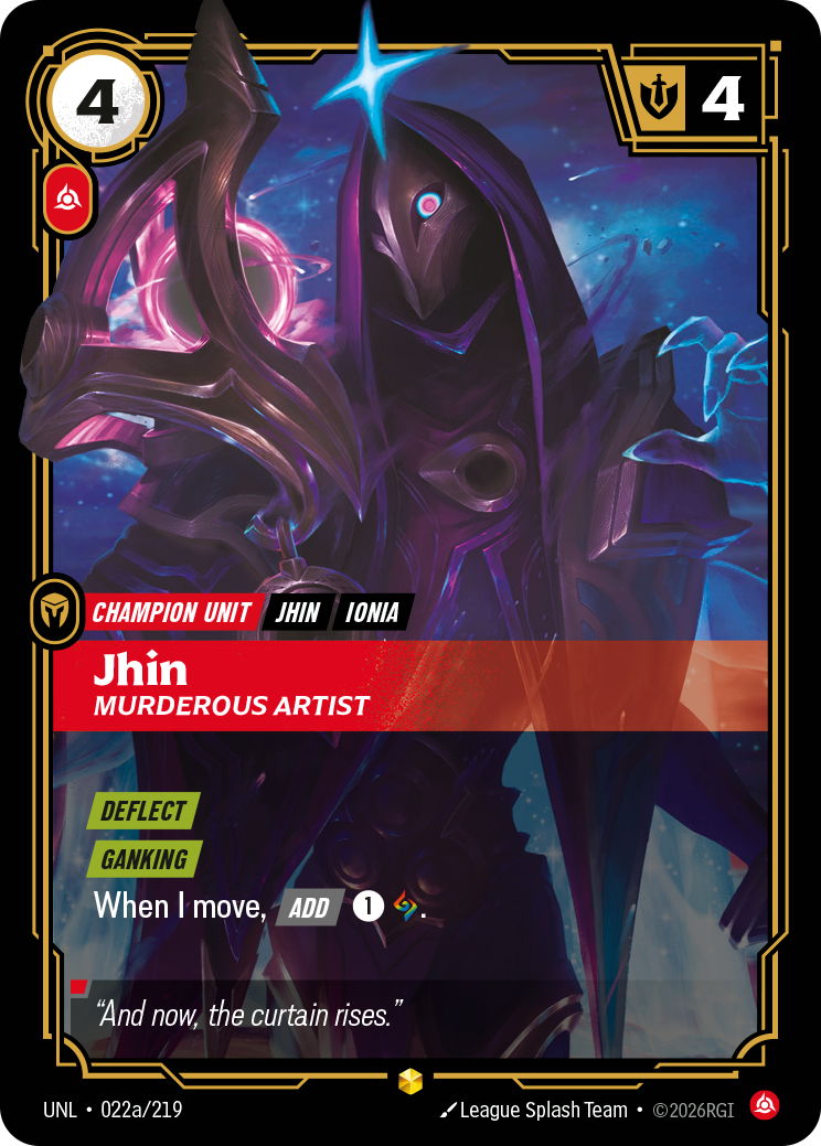 front of card Jhin, Murderous Artist (Alternate Art) [Unleashed] 022a/219