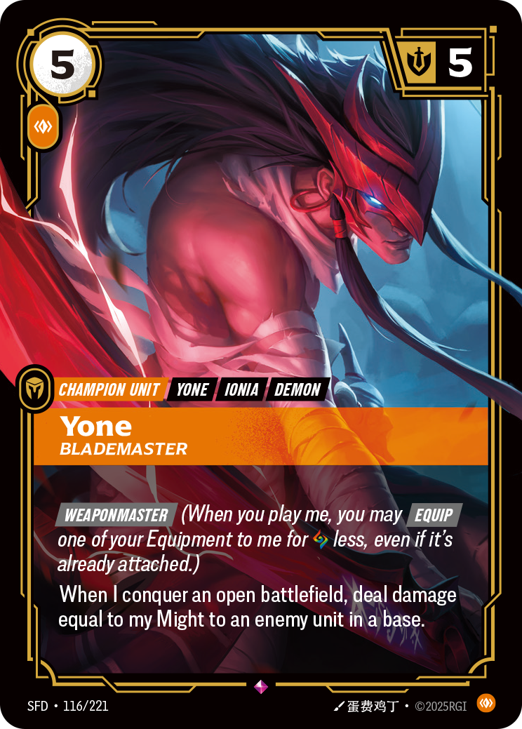 front of card Yone, Blademaster [Spiritforged] 116/221