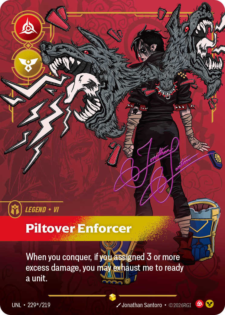 front of card Vi, Piltover Enforcer (Overnumbered) (Signature) [Unleashed] 229*/219