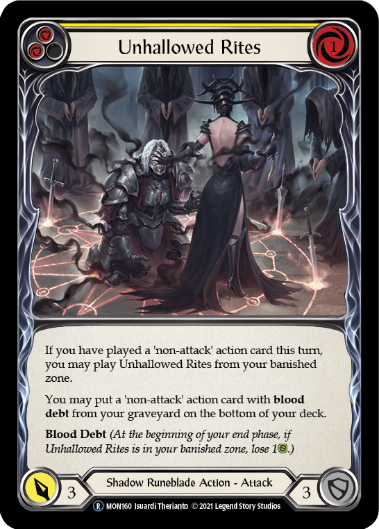 Unhallowed Rites (Yellow) [U-MON160-RF] (Monarch Unlimited) Unlimited Rainbow Foil
