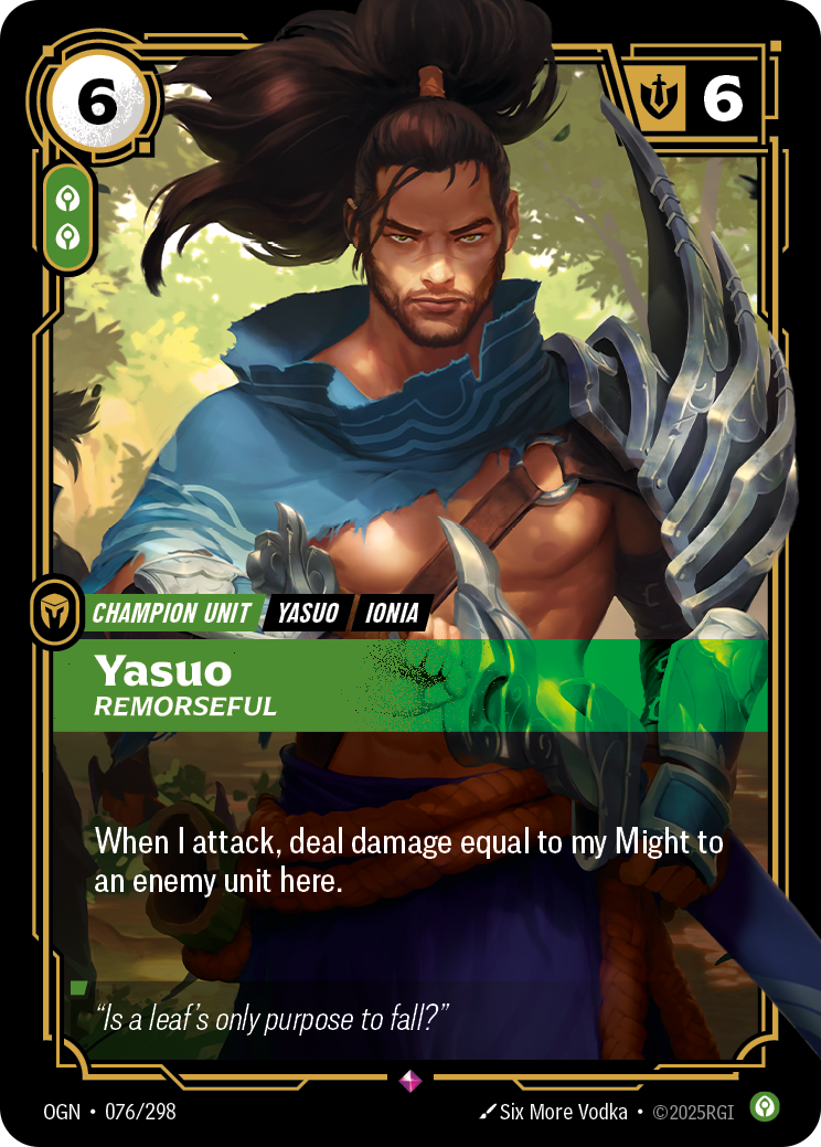 front of card Yasuo, Remorseful [Origins]