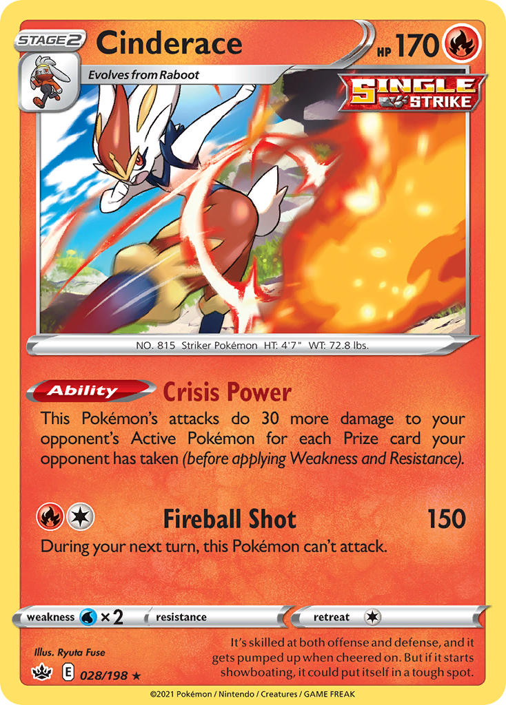 Cinderace (028/198) (Sword & Shield: Chilling Reign) [Theme Deck Exclusive]