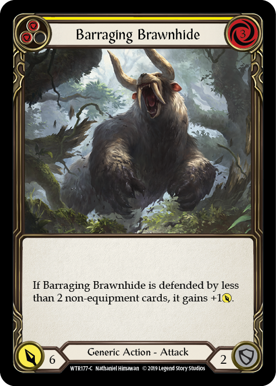 Barraging Brawnhide (Yellow) [WTR177-C] (Welcome to Rathe) Alpha Print Rainbow Foil