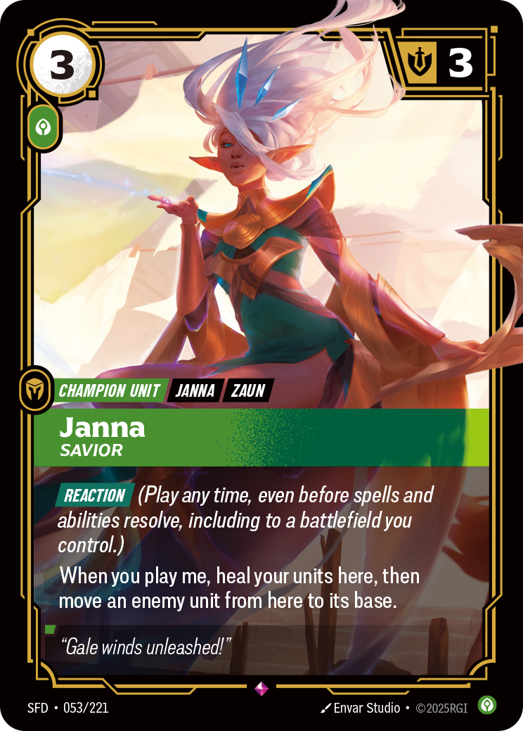 front of card Janna, Savior [Spiritforged] 053/221