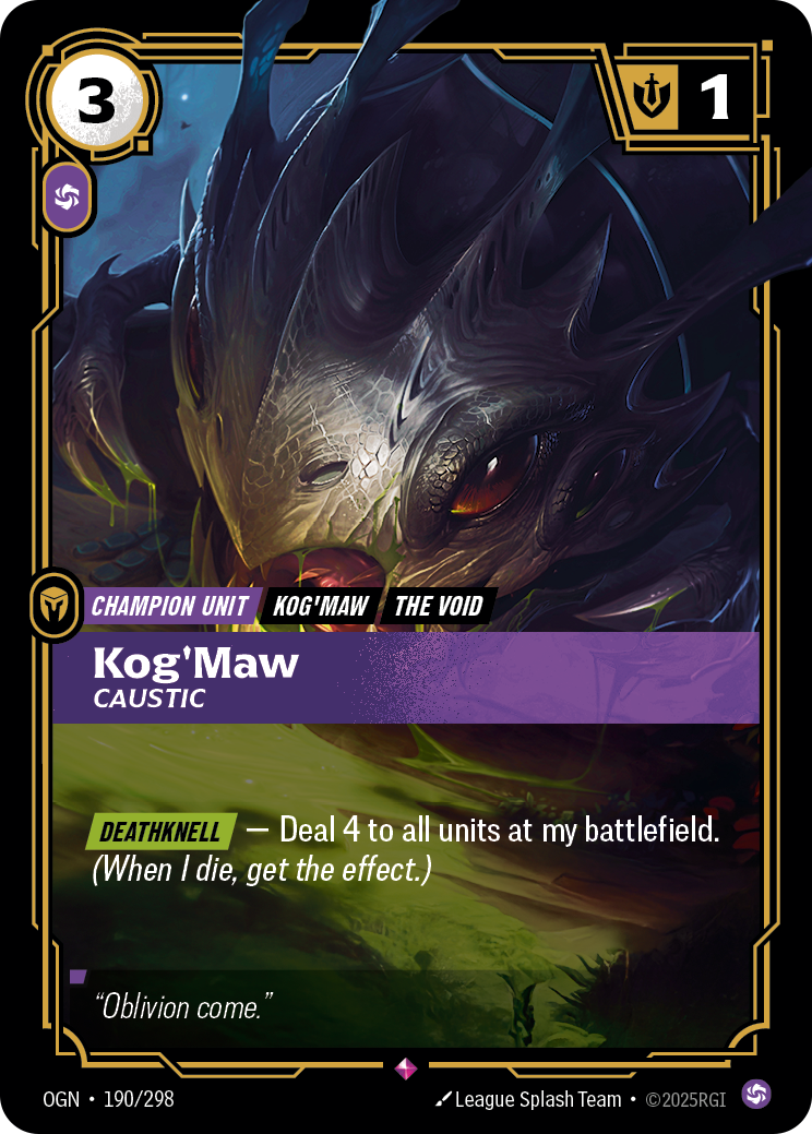 front of card Kog'Maw, Caustic [Origins]