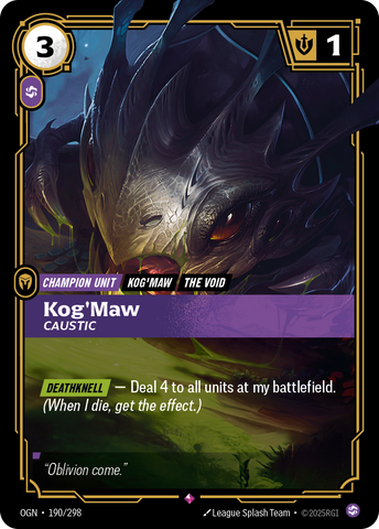 front of card Kog'Maw, Caustic [Origins] #190