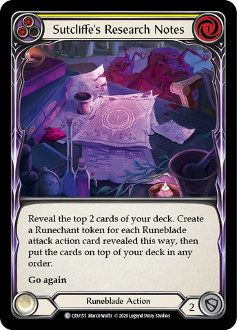 Sutcliffe's Research Notes (Yellow) [CRU155] (Crucible of War) 1st Edition Rainbow Foil