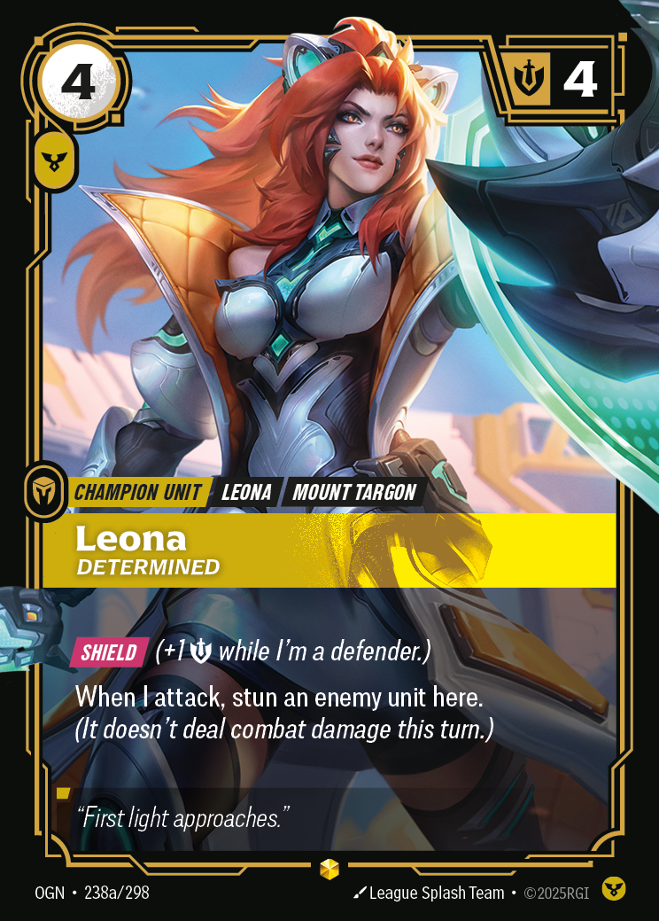 front of card Leona, Determined (Showcase) [Origins]