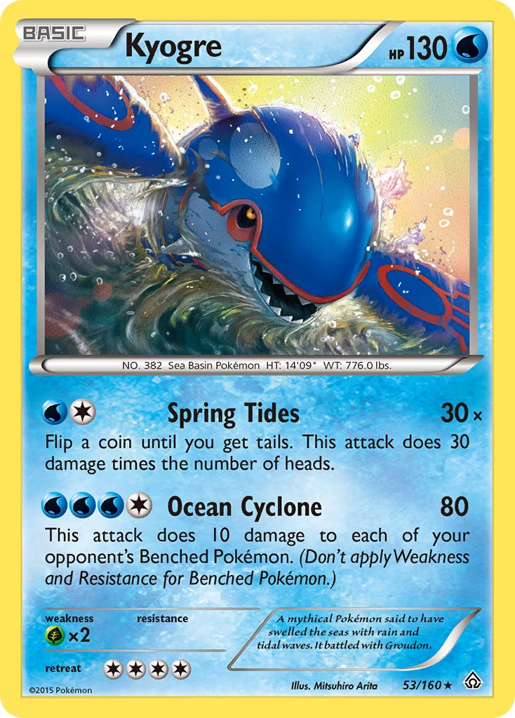 Kyogre (53/160) (Cracked Ice Holo) (XY: Primal Clash) [Theme Deck Exclusive]