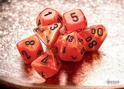 Chessex (20433): Mini Polyhedral 7-Die Set: Vortex: Orange/Black