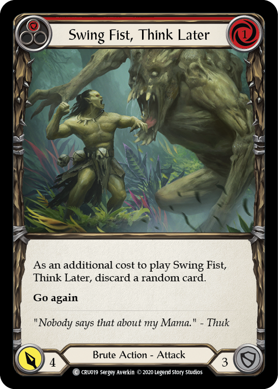 Swing Fist, Think Later (Red) [CRU019] (Crucible of War) 1st Edition Rainbow Foil