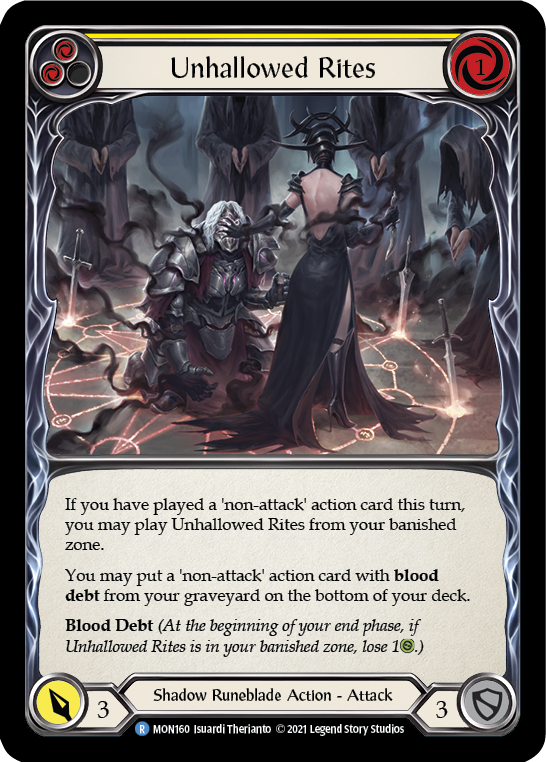 Unhallowed Rites (Yellow) [MON160-RF] (Monarch) 1st Edition Rainbow Foil