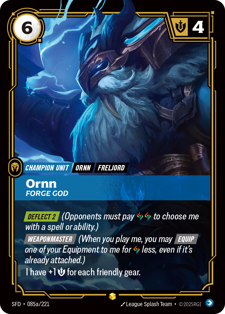 front of card Ornn, Forge God (Alternate Art) [Spiritforged] 085a/221