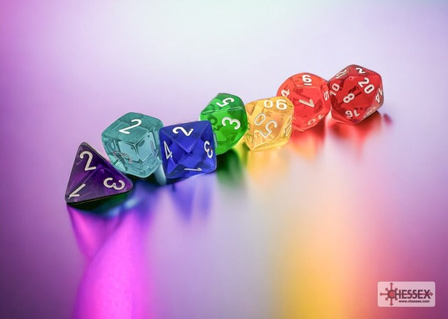 Chessex - Translucent Rainbow Beginner Ployhedral 7-Die Set (CHX23099)