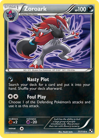 Zoroark (71/114) (Cracked Ice Holo) (Blister Exclusive) (Black & White: Base Set) [Theme Deck Exclusive]