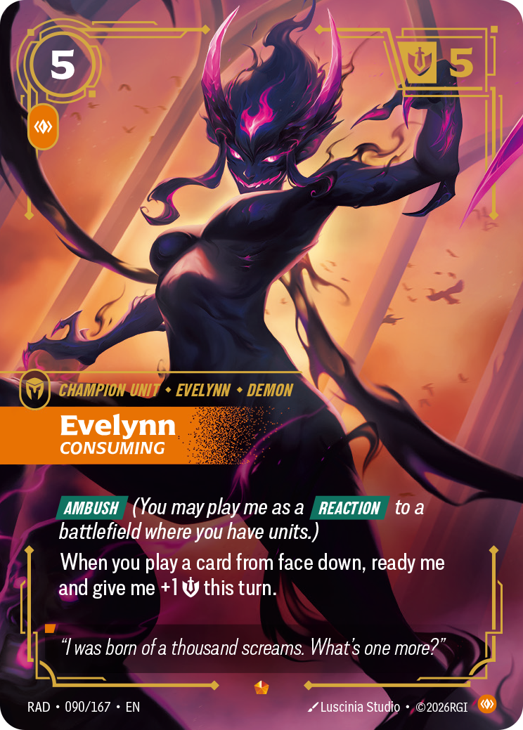 front of card Evelynn, Consuming [Radiance] 090/167