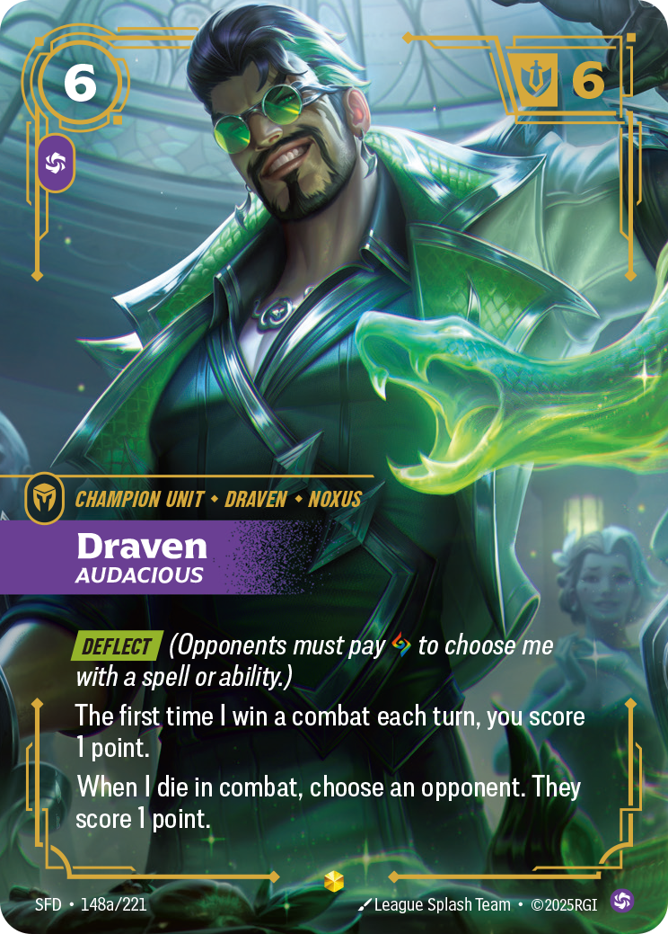 front of card Draven, Audacious (Alternate Art) [Spiritforged] 148a/221