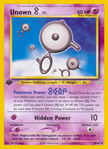 Unown (B) (39/64) [Neo Revelation 1st Edition]