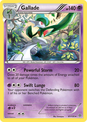 Gallade (61/135) (Cosmos Holo) (Blister Exclusive) (Black & White: Plasma Storm) [Theme Deck Exclusive]