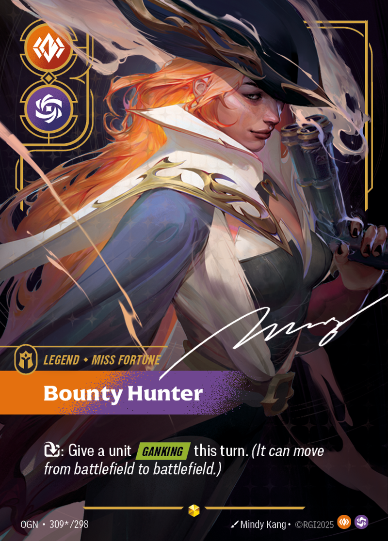front of card Miss Fortune, Bounty Hunter (Overnumbered) (Signature) [Origins]