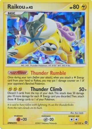 Raikou (16/132) (Cracked Ice Holo) (Diamond & Pearl: Secret Wonders) [Theme Deck Exclusive]