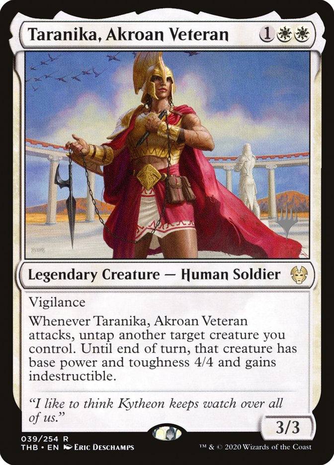 Taranika, Akroan Veteran (Promo Pack) [Theros Beyond Death Promo Pack]