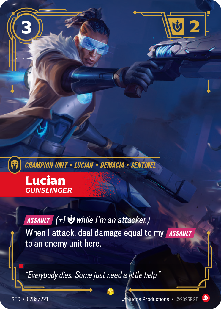 front of card Lucian, Gunslinger (Alternate Art) [Spiritforged] 028a/221