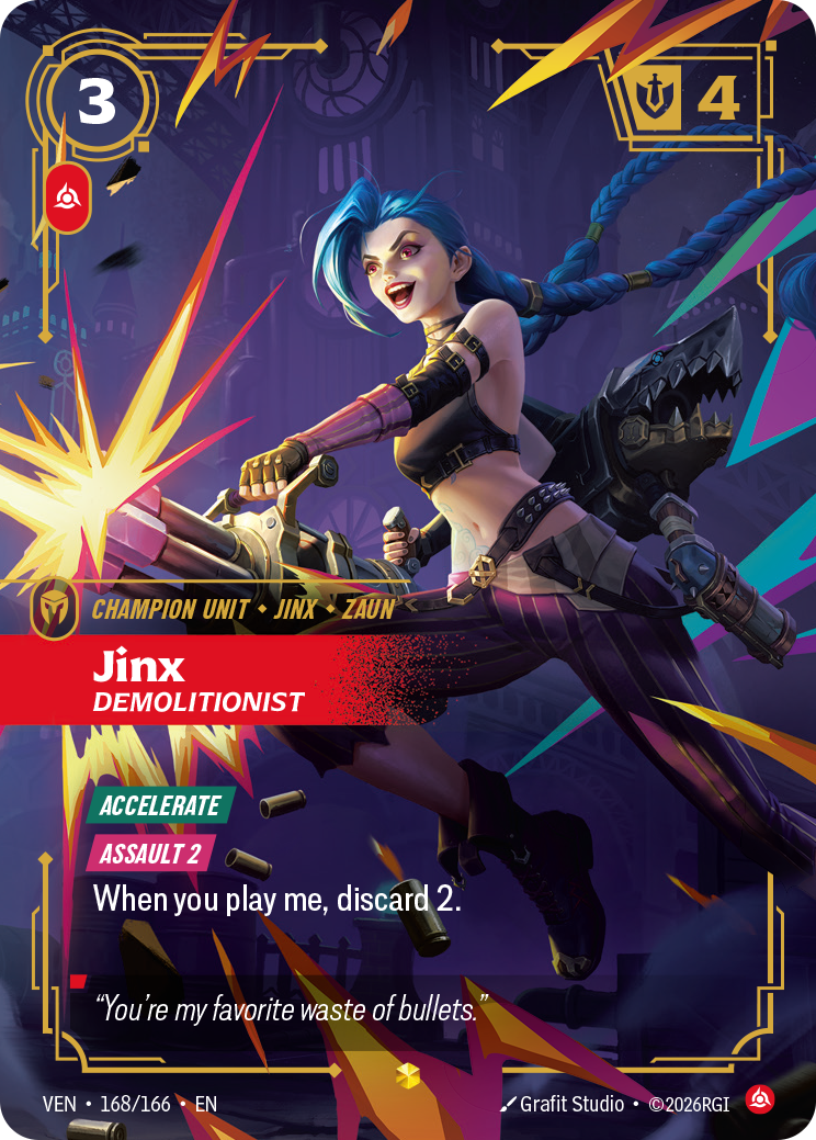 front of card Jinx, Demolitionist (Overnumbered) [Vendetta] 168/166