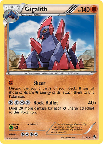 Gigalith (53/98) (Cracked Ice Holo) (Blister Exclusive) (Black & White: Emerging Powers) [Theme Deck Exclusive]