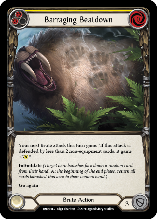 Barraging Beatdown (Yellow) [RNR018-R] (Rhinar Hero Deck) 1st Edition Normal