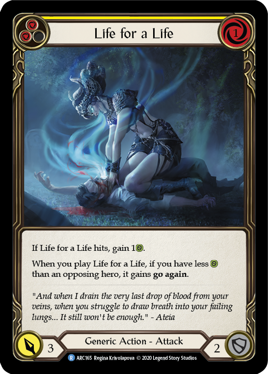 Life for a Life (Yellow) [U-ARC165] (Arcane Rising Unlimited) Unlimited Rainbow Foil