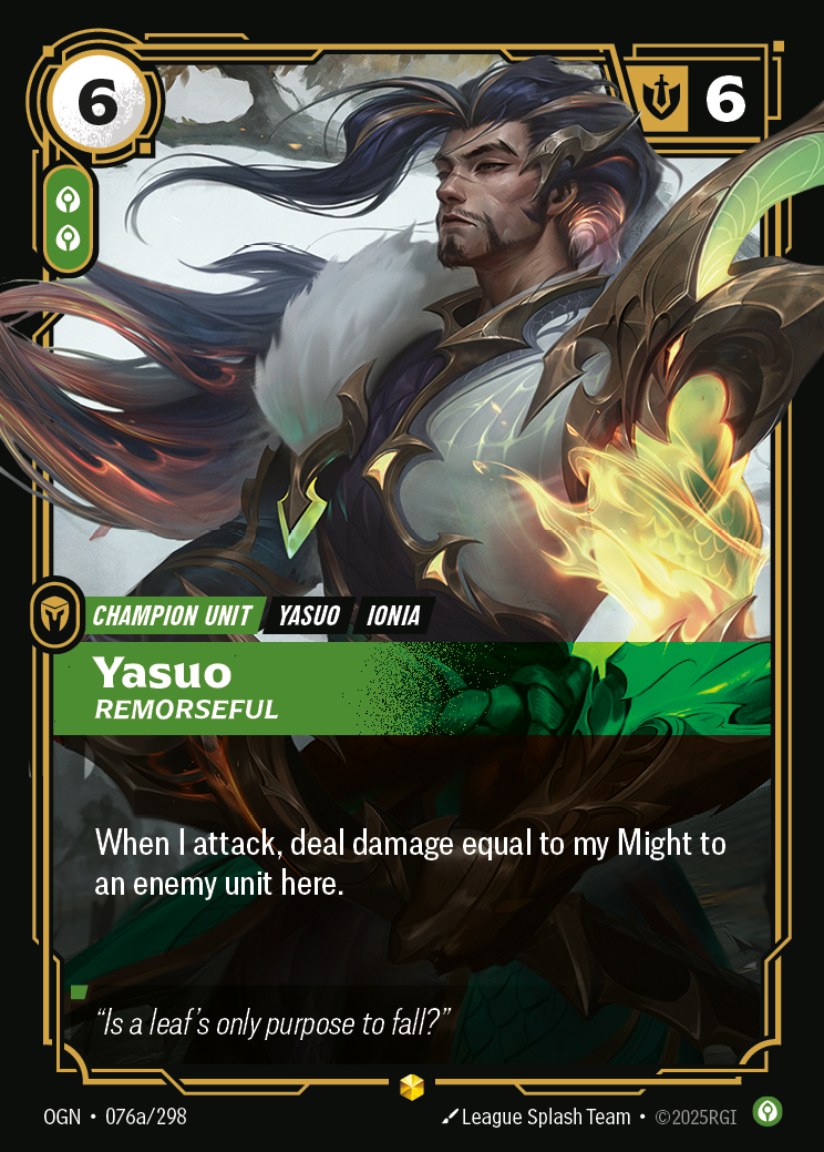 front of card Yasuo, Remorseful (Showcase) [Origins]