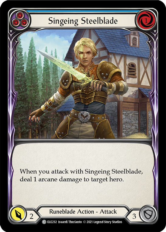 Singeing Steelblade (Blue) [ELE232] (Tales of Aria) 1st Edition Rainbow Foil
