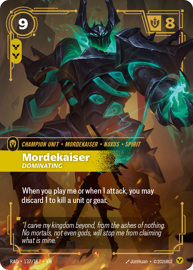 front of card Mordekaiser, Dominating [Radiance] 137/167