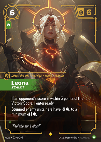 front of card Leona, Zealot (Showcase) [Origins] #079a