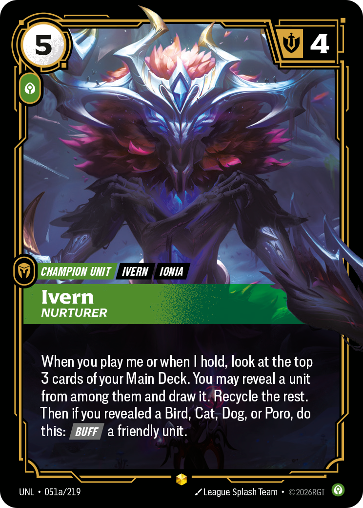 front of card Ivern, Nurturer (Alternate Art) [Unleashed] 051a/219