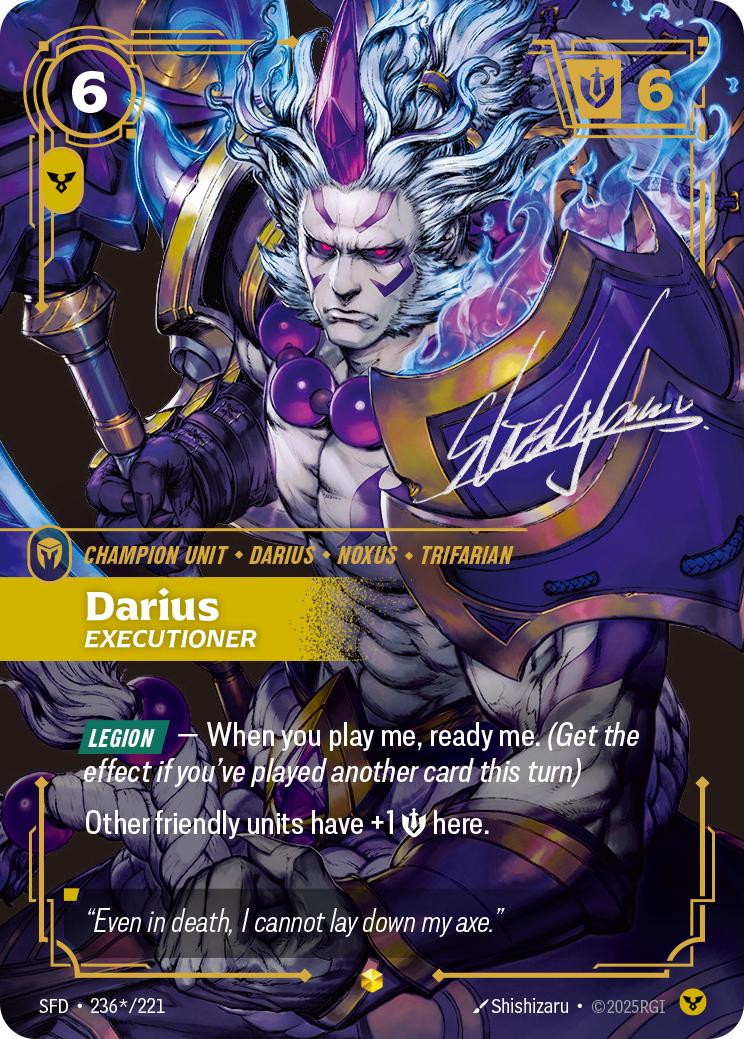 front of card Darius, Executioner (Overnumbered) (Signature) [Spiritforged] 236*/221